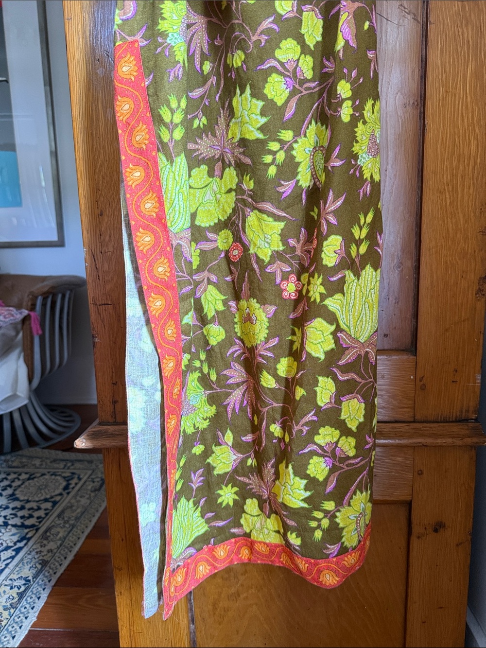 Boteh (Australian Designer) Asymmetrical Shoulder Linen Floral Maxi Dress 👗 - Picture 4 of 9